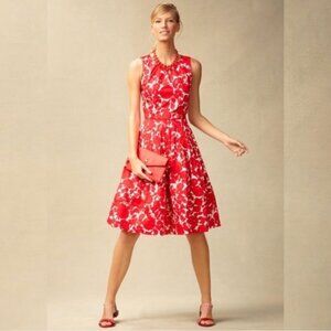 Talbots Red & White Floral Fit and Flare Dress Size 16
